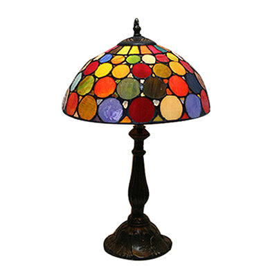 Domed Table Lamp Vintage Style Stained Glass 1-Light Accent Table Lamp with Circle Pattern Clearhalo 'Lamps' 'Table Lamps' Lighting' 101281