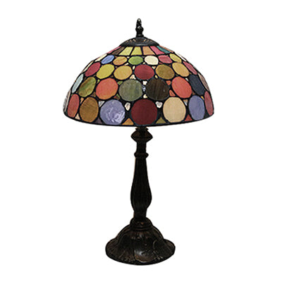 Domed Table Lamp Vintage Style Stained Glass 1-Light Accent Table Lamp with Circle Pattern Clearhalo 'Lamps' 'Table Lamps' Lighting' 101282