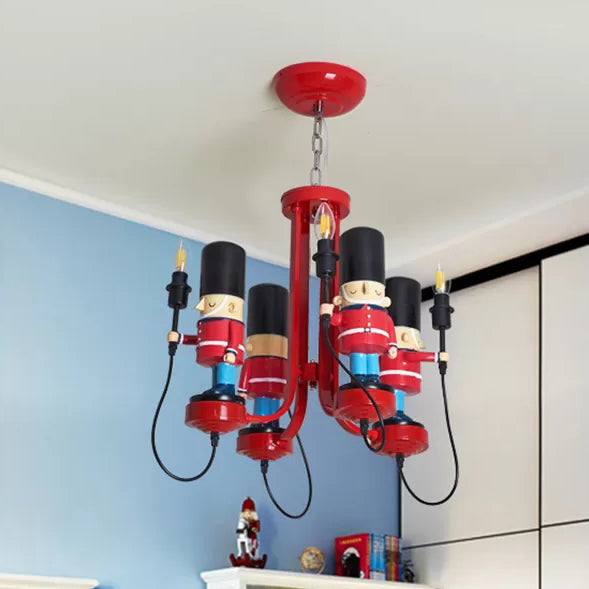 Kindergarten Candle Pendant Light with Solider Metal Modern Red Hanging Light Clearhalo 'Ceiling Lights' 'Chandeliers' Lighting' options 101867
