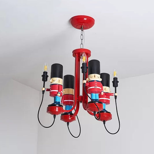 Kindergarten Candle Pendant Light with Solider Metal Modern Red Hanging Light Clearhalo 'Ceiling Lights' 'Chandeliers' Lighting' options 101868