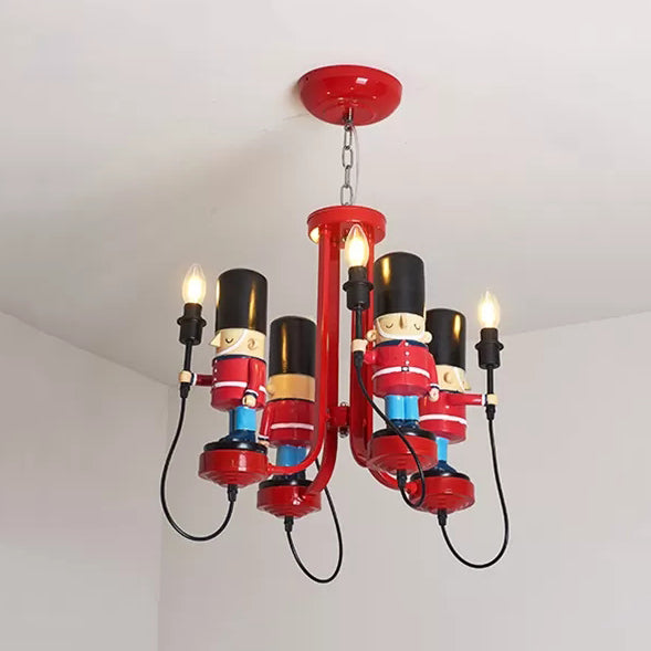 Kindergarten Candle Pendant Light with Solider Metal Modern Red Hanging Light Clearhalo 'Ceiling Lights' 'Chandeliers' Lighting' options 101869