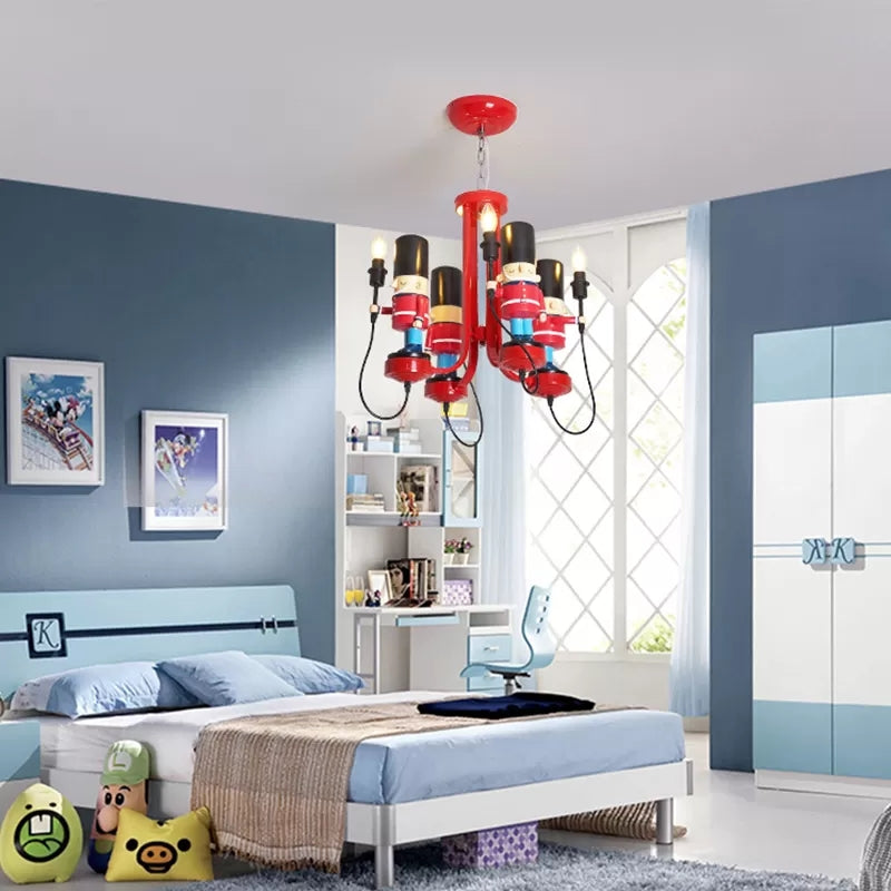 Kindergarten Candle Pendant Light with Solider Metal Modern Red Hanging Light Clearhalo 'Ceiling Lights' 'Chandeliers' Lighting' options 101870