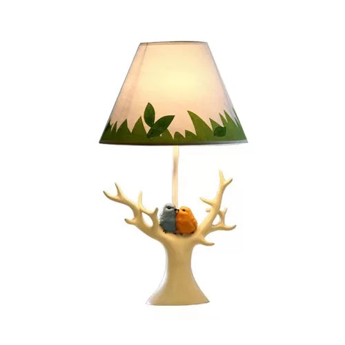 Blue Grass Desk Light with Bird & Tree 1 Bulb Rustic Resin Desk Lamp for Kid Bedroom Clearhalo 'Lamps' 'Table Lamps' Lighting' 102232