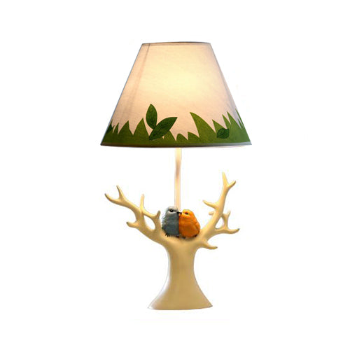 Blue Grass Desk Light with Bird & Tree 1 Bulb Rustic Resin Desk Lamp for Kid Bedroom Green Clearhalo 'Lamps' 'Table Lamps' Lighting' 102236