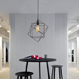 1 Light Structural Cubic Hanging Lamp Industrial Black Metal Pendant Light for Dining Room Black Clearhalo 'Ceiling Lights' 'Modern Pendants' 'Modern' 'Pendant Lights' 'Pendants' Lighting' 102870