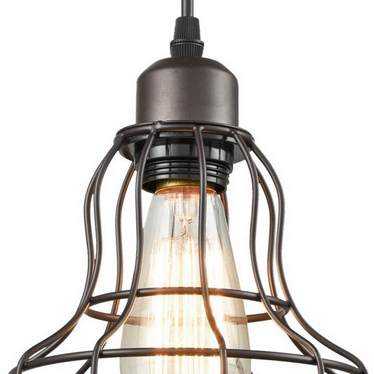 Bronze 1 Light Hanging Light Industrial Metal Wire Cage Pendant Lamp Fixture for Bedroom Clearhalo 'Art Deco Pendants' 'Cast Iron' 'Ceiling Lights' 'Ceramic' 'Crystal' 'Industrial Pendants' 'Industrial' 'Metal' 'Middle Century Pendants' 'Pendant Lights' 'Pendants' 'Tiffany' Lighting' 102890