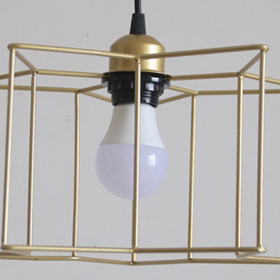 Industrial Stylish Star Pendant Light 3 Lights Iron Hanging Lamp with Cage Shade in Gold Finish for Hallway Clearhalo 'Ceiling Lights' 'Modern Pendants' 'Modern' 'Pendant Lights' 'Pendants' Lighting' 102982