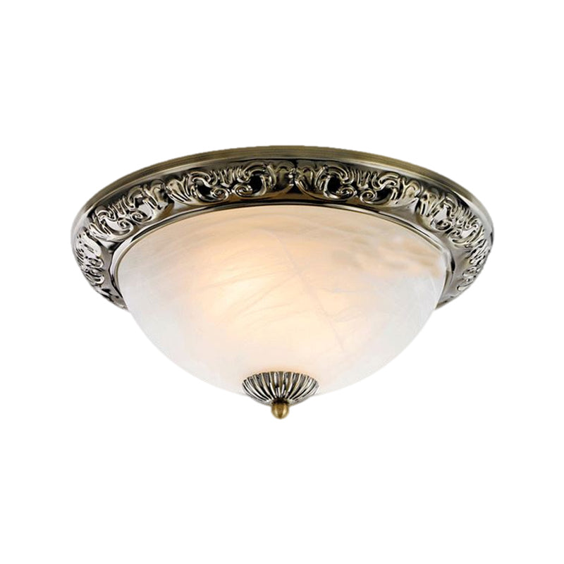 Frosted Glass Bronze/Copper Flushmount Lighting Cone 2 Bulbs 11"/13"/15" W Vintage Close to Ceiling Lamp Clearhalo 'Ceiling Lights' 'Close To Ceiling Lights' 'Close to ceiling' 'Flush mount' Lighting' 1030401