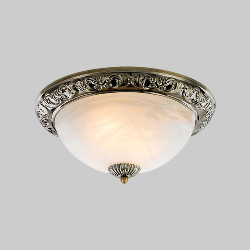 Frosted Glass Bronze/Copper Flushmount Lighting Cone 2 Bulbs 11"/13"/15" W Vintage Close to Ceiling Lamp Clearhalo 'Ceiling Lights' 'Close To Ceiling Lights' 'Close to ceiling' 'Flush mount' Lighting' 1030402