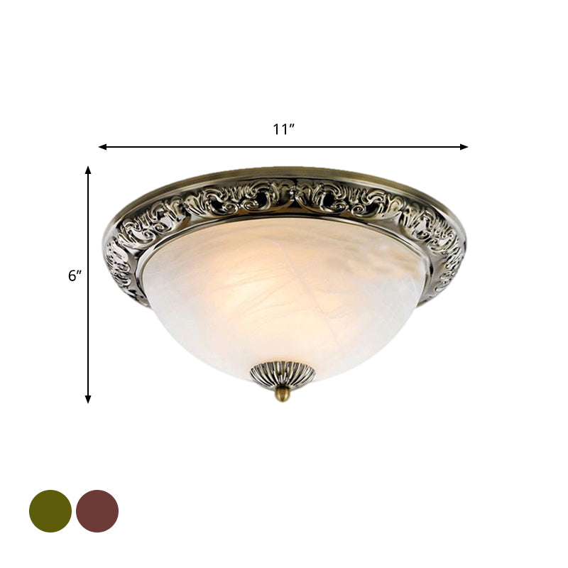 Frosted Glass Bronze/Copper Flushmount Lighting Cone 2 Bulbs 11"/13"/15" W Vintage Close to Ceiling Lamp Clearhalo 'Ceiling Lights' 'Close To Ceiling Lights' 'Close to ceiling' 'Flush mount' Lighting' 1030403