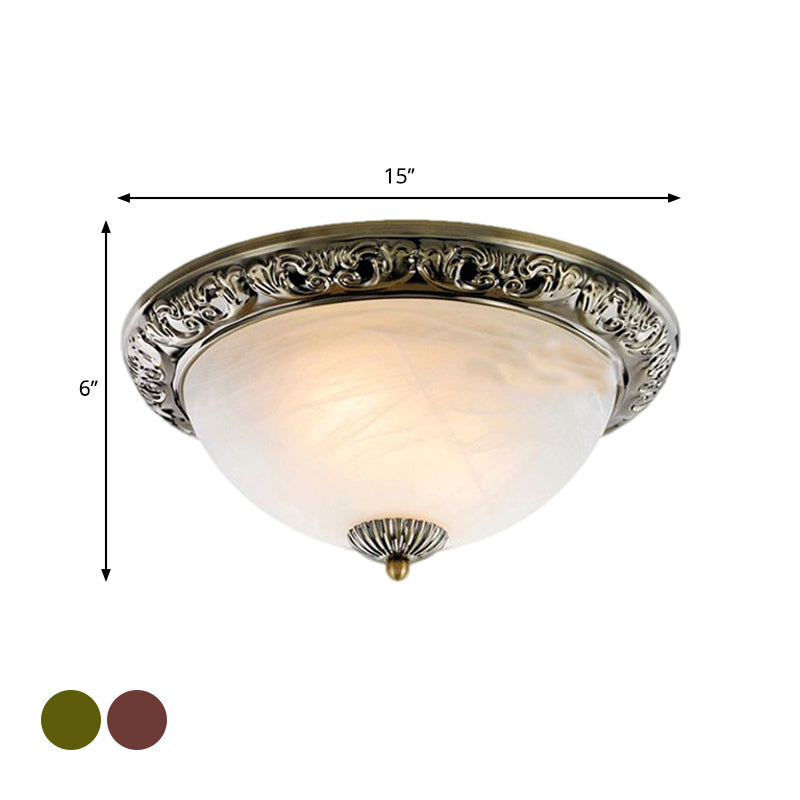 Frosted Glass Bronze/Copper Flushmount Lighting Cone 2 Bulbs 11"/13"/15" W Vintage Close to Ceiling Lamp Clearhalo 'Ceiling Lights' 'Close To Ceiling Lights' 'Close to ceiling' 'Flush mount' Lighting' 1030405