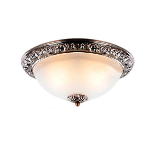 Frosted Glass Bronze/Copper Flushmount Lighting Cone 2 Bulbs 11"/13"/15" W Vintage Close to Ceiling Lamp Clearhalo 'Ceiling Lights' 'Close To Ceiling Lights' 'Close to ceiling' 'Flush mount' Lighting' 1030409