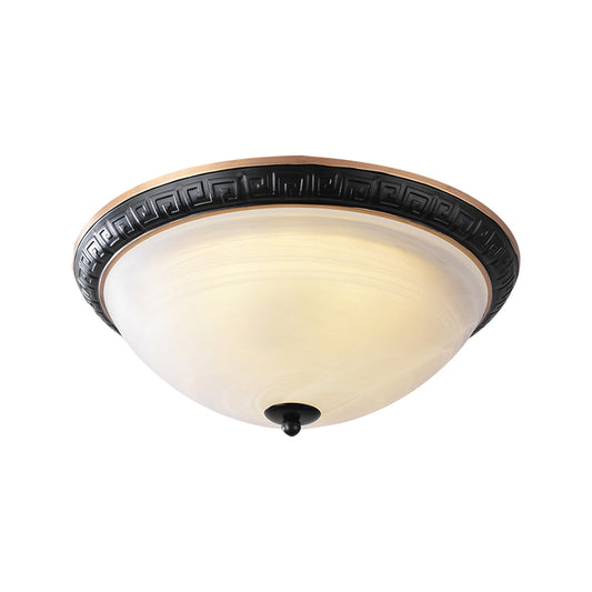 Black Bowl Shape Flush Mount Lamp Classic Milky Glass 12.5"/16" Wide 3 Lights Study Room Ceiling Fixture Clearhalo 'Ceiling Lights' 'Close To Ceiling Lights' 'Close to ceiling' 'Flush mount' Lighting' 1030412