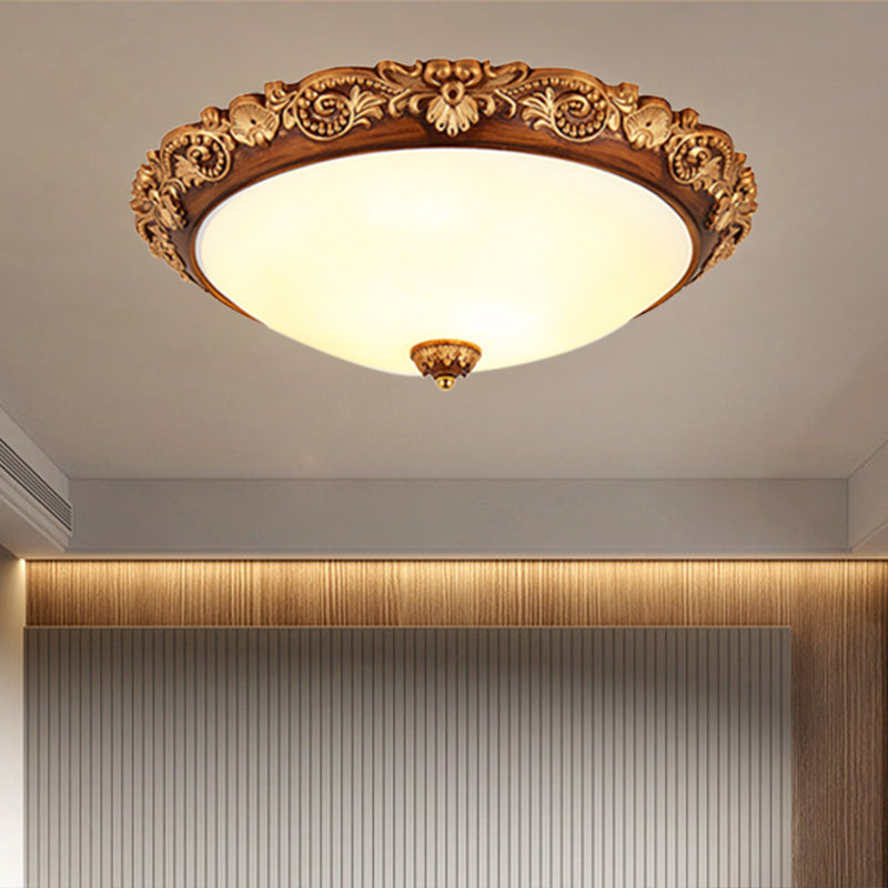 Conical Bedroom Ceiling Light Fixture Vintage Resin LED Brown Flushmount Lighting Clearhalo 'Ceiling Lights' 'Close To Ceiling Lights' 'Close to ceiling' 'Flush mount' Lighting' 1030436