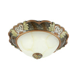 Bowl Shape Resin Ceiling Light Fixture Vintage 2/3 Heads 13"/17"/19.5" Wide Hallway Flush Mount Lamp in Brass Clearhalo 'Ceiling Lights' 'Close To Ceiling Lights' 'Close to ceiling' 'Flush mount' Lighting' 1030484