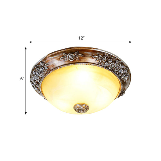 Minimalism Semi-Globe Flush Mount Lamp 12"/16"/19.5" W 2/3 Bulbs Resin Ceiling Fixture in Sepia for Balcony Clearhalo 'Ceiling Lights' 'Close To Ceiling Lights' 'Close to ceiling' 'Flush mount' Lighting' 1030491