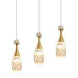 Modernist Teardrop Multi Light Pendant Clear Crystal Glass 3-Bulb Dining Room Ceiling Hang Fixture in Chrome Clearhalo 'Ceiling Lights' 'Modern Pendants' 'Modern' 'Pendant Lights' 'Pendants' Lighting' 1031101