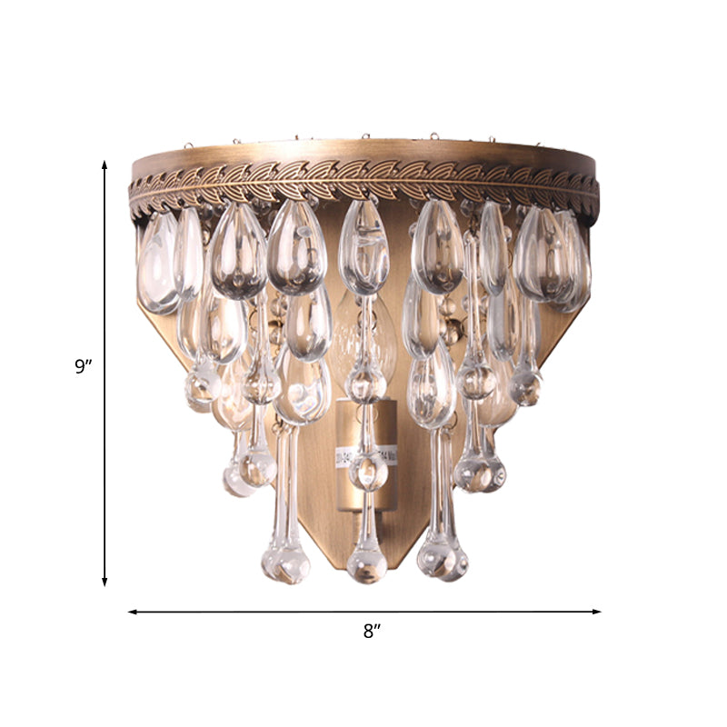 Bronze 1 Light Wall Sconce Lighting Countryside Crystal Teardrop Wall Mount Lamp Fixture Clearhalo 'Modern wall lights' 'Modern' 'Wall Lamps & Sconces' 'Wall Lights' Lighting' 1031130