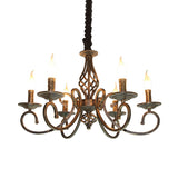 Bronze 6 Lights Pendant Lamp Classic Metal Candelabra Hanging Chandelier for Dining Room Clearhalo 'Ceiling Lights' 'Chandeliers' Lighting' options 1031811