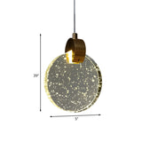 Clear Crystal Glass Gold Ceiling Light Round Panel LED Minimalist Suspended Lighting Fixture Clearhalo 'Ceiling Lights' 'Modern Pendants' 'Modern' 'Pendant Lights' 'Pendants' Lighting' 1031903