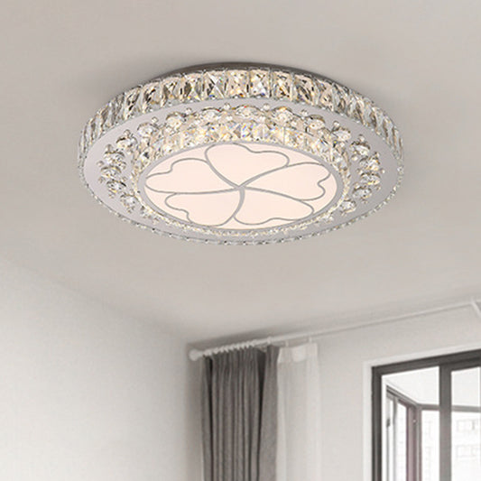 Floral Design Crystal Suspension Lighting Simple Bedroom LED Pendulum Light in Stainless Steel Stainless-Steel Clearhalo 'Ceiling Lights' 'Close To Ceiling Lights' 'Close to ceiling' 'Flush mount' Lighting' 1031904