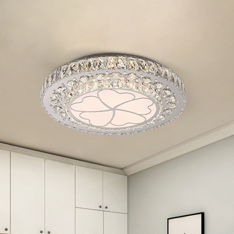 Floral Design Crystal Suspension Lighting Simple Bedroom LED Pendulum Light in Stainless Steel Clearhalo 'Ceiling Lights' 'Close To Ceiling Lights' 'Close to ceiling' 'Flush mount' Lighting' 1031905