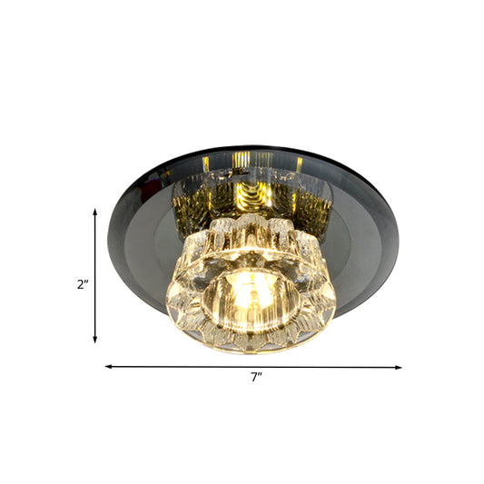 LED Flush-Mount Light Fixture Simple Bowl Faceted Glass Close to Ceiling Light in Black Clearhalo 'Ceiling Lights' 'Close To Ceiling Lights' 'Close to ceiling' 'Flush mount' Lighting' 1031919