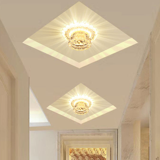 Simple Dome Flush Mount Recessed Lighting Clear Crystal LED Light Fixture Ceiling for Corridor Clear Clearhalo 'Ceiling Lights' 'Close To Ceiling Lights' 'Close to ceiling' 'Flush mount' Lighting' 1031920