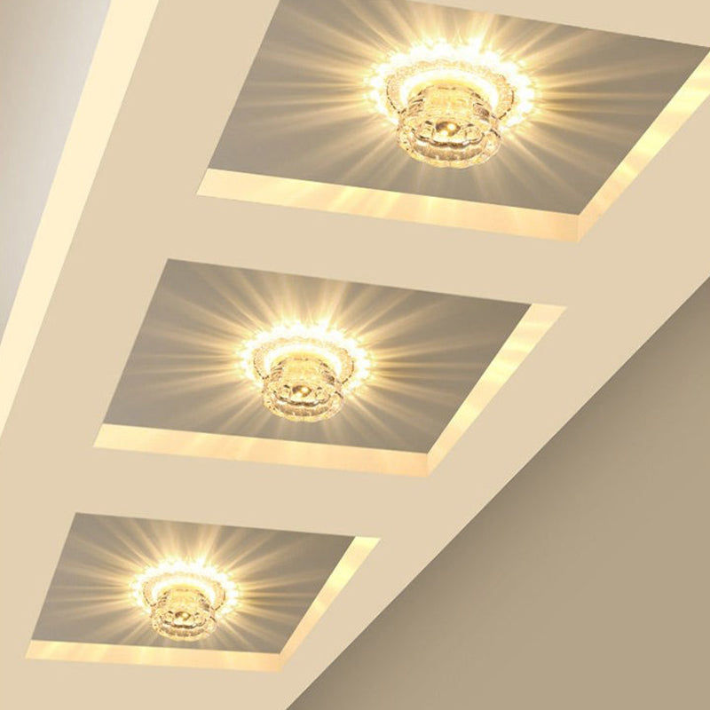 Simple Dome Flush Mount Recessed Lighting Clear Crystal LED Light Fixture Ceiling for Corridor Clearhalo 'Ceiling Lights' 'Close To Ceiling Lights' 'Close to ceiling' 'Flush mount' Lighting' 1031921
