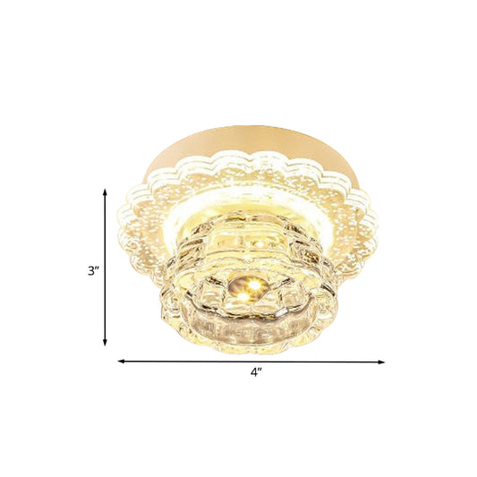 Simple Dome Flush Mount Recessed Lighting Clear Crystal LED Light Fixture Ceiling for Corridor Clearhalo 'Ceiling Lights' 'Close To Ceiling Lights' 'Close to ceiling' 'Flush mount' Lighting' 1031923