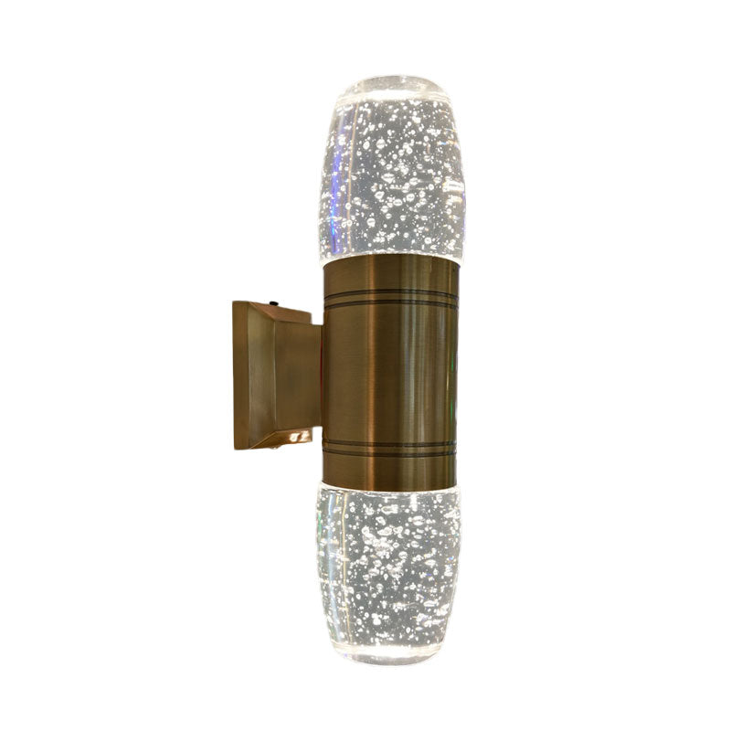 Tube Wall Sconce Light Modern LED Crystal Wall Mounted Lamp in Brass for Bedroom Clearhalo 'Cast Iron' 'Glass' 'Industrial' 'Modern wall lights' 'Modern' 'Tiffany' 'Traditional wall lights' 'Wall Lamps & Sconces' 'Wall Lights' Lighting' 1031942