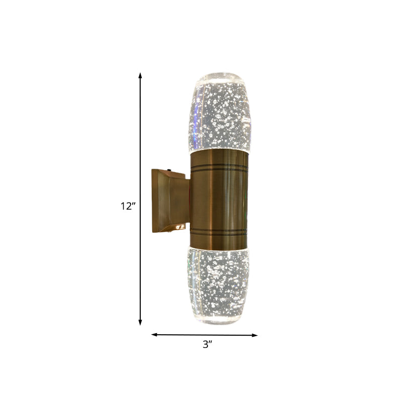 Tube Wall Sconce Light Modern LED Crystal Wall Mounted Lamp in Brass for Bedroom Clearhalo 'Cast Iron' 'Glass' 'Industrial' 'Modern wall lights' 'Modern' 'Tiffany' 'Traditional wall lights' 'Wall Lamps & Sconces' 'Wall Lights' Lighting' 1031943