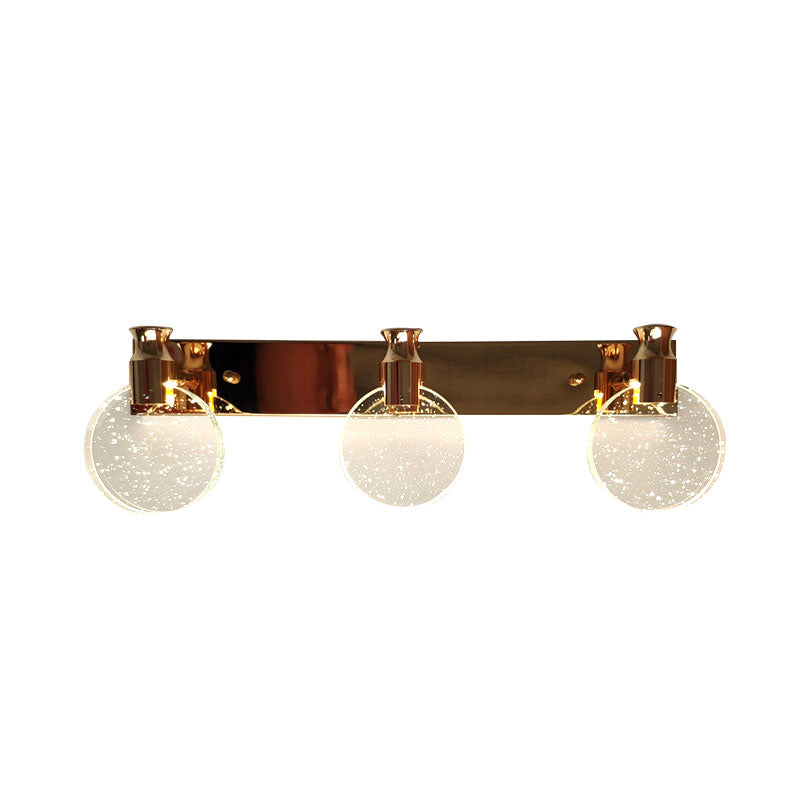 Beveled Crystal Circle Wall Vanity Light Minimalist LED Bathroom Make-Up Lighting in Gold Clearhalo 'Modern wall lights' 'Modern' 'Vanity Lights' 'Wall Lights' Lighting' 1031946