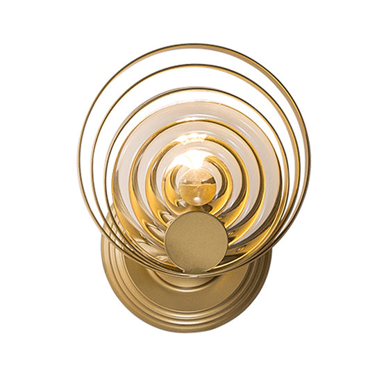 Gold 1/2-Light Wall Sconce Light Minimalist Metallic Swirling Round Wall Lighting Idea Clearhalo 'Modern wall lights' 'Modern' 'Wall Lamps & Sconces' 'Wall Lights' Lighting' 1032094