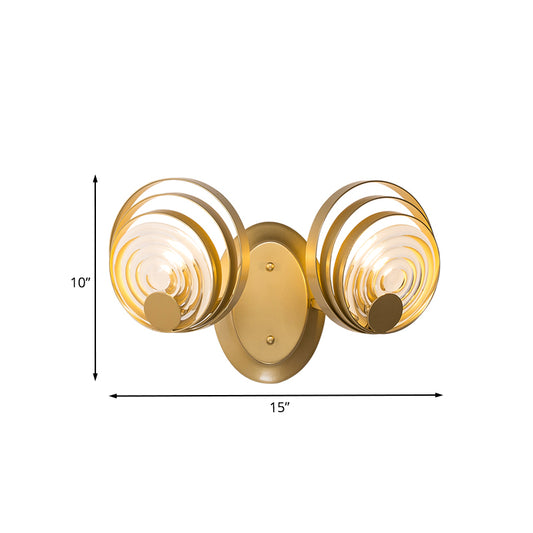 Gold 1/2-Light Wall Sconce Light Minimalist Metallic Swirling Round Wall Lighting Idea Clearhalo 'Modern wall lights' 'Modern' 'Wall Lamps & Sconces' 'Wall Lights' Lighting' 1032101