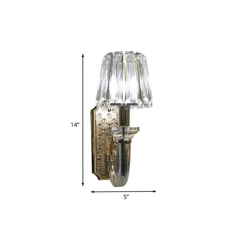 Tapered Cone Bedroom Sconce Light Fixture Simple Clear Crystal Rob 1-Bulb Wall Lighting Idea Clearhalo 'Modern wall lights' 'Modern' 'Wall Lamps & Sconces' 'Wall Lights' Lighting' 1032117