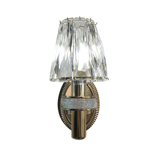 Clear Hand-Cut Crystal Wall Mount Light Conic 1 Head Contemporary Wall Sconce Lighting in Bronze Clearhalo 'Modern wall lights' 'Modern' 'Wall Lamps & Sconces' 'Wall Lights' Lighting' 1032119