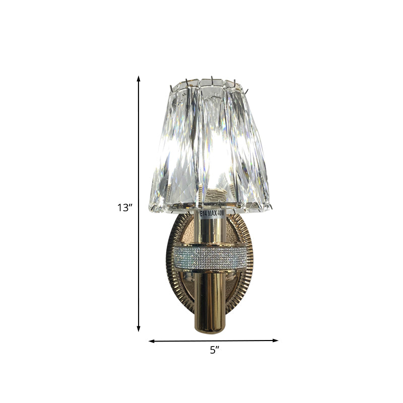 Clear Hand-Cut Crystal Wall Mount Light Conic 1 Head Contemporary Wall Sconce Lighting in Bronze Clearhalo 'Modern wall lights' 'Modern' 'Wall Lamps & Sconces' 'Wall Lights' Lighting' 1032121
