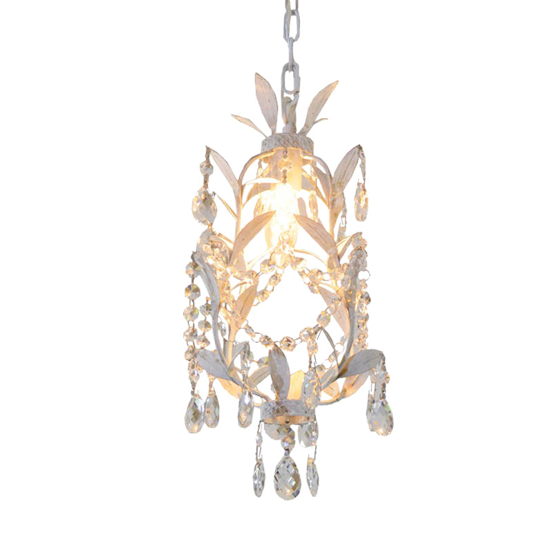 Leaves Ceiling Hang Fixture Modernism 1 Bulb Crystal Drip Suspension Pendant in White Clearhalo 'Ceiling Lights' 'Modern Pendants' 'Modern' 'Pendant Lights' 'Pendants' Lighting' 1032157