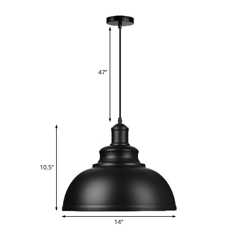 1 Bulb Metal Ceiling Pendant Retro Industrial Black Finish Bowl Shade Living Room Suspension Light Clearhalo 'Art Deco Pendants' 'Black' 'Cast Iron' 'Ceiling Lights' 'Ceramic' 'Crystal' 'Industrial Pendants' 'Industrial' 'Metal' 'Middle Century Pendants' 'Pendant Lights' 'Pendants' 'Rustic Pendants' 'Tiffany' Lighting' 103337