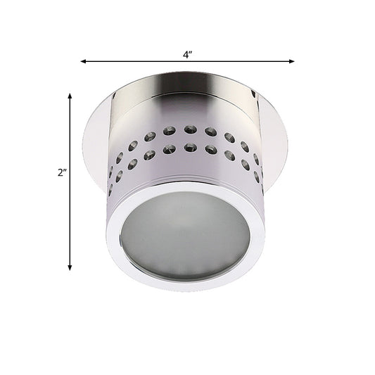 Cylindrical Color Changing Flush Light Contemporary Metal Chrome Finish LED Ceiling Mount Lamp for Corridor Clearhalo 'Ceiling Lights' 'Close To Ceiling Lights' 'Close to ceiling' 'Flush mount' Lighting' 1033870