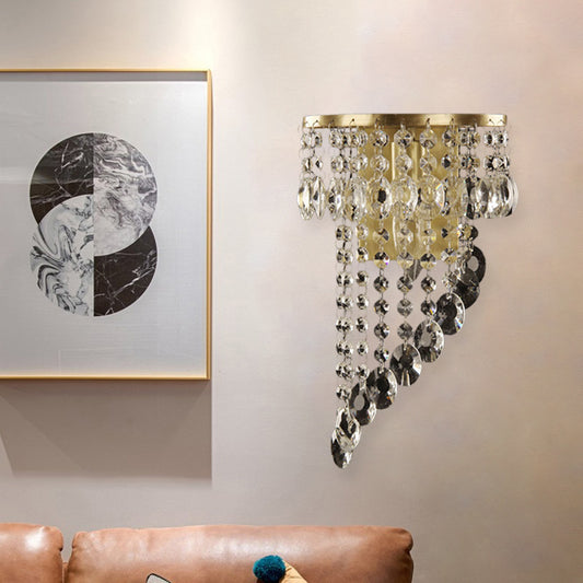 Swirling Crystal Chain Wall Mounted Light Fixture Minimalist Corridor Sconce in Brass Clearhalo 'Modern wall lights' 'Modern' 'Wall Lamps & Sconces' 'Wall Lights' Lighting' 1034014