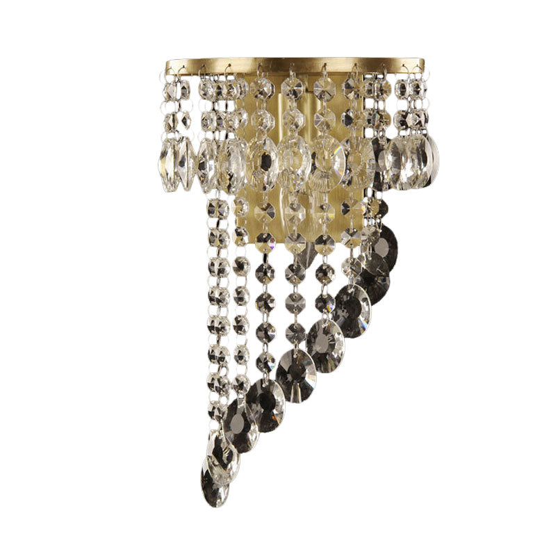 Swirling Crystal Chain Wall Mounted Light Fixture Minimalist Corridor Sconce in Brass Clearhalo 'Modern wall lights' 'Modern' 'Wall Lamps & Sconces' 'Wall Lights' Lighting' 1034015