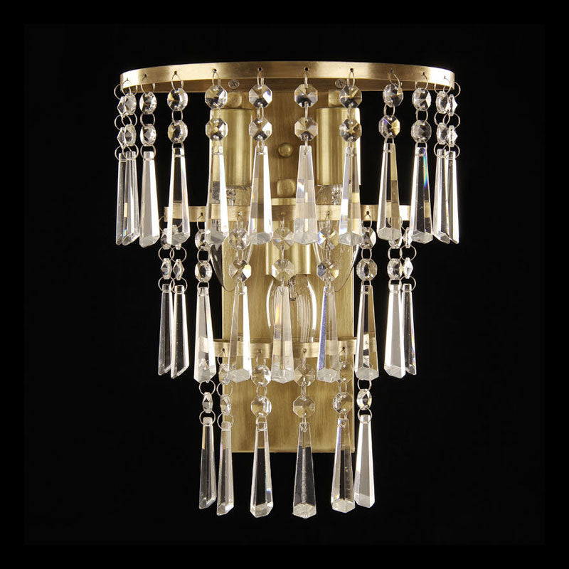 Crystal Flute Tiered Wall Sconce Lighting Contemporary Hall Wall Mounted Light in Brass Clearhalo 'Modern wall lights' 'Modern' 'Wall Lamps & Sconces' 'Wall Lights' Lighting' 1034019