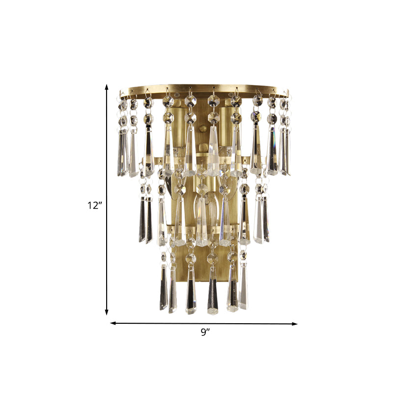 Crystal Flute Tiered Wall Sconce Lighting Contemporary Hall Wall Mounted Light in Brass Clearhalo 'Modern wall lights' 'Modern' 'Wall Lamps & Sconces' 'Wall Lights' Lighting' 1034020
