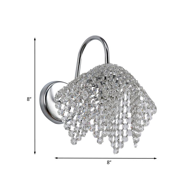 1 Light Wall Mount Light Fixture Nordic Web Crystal Drip Wall Sconce Lighting in Chrome Clearhalo 'Cast Iron' 'Glass' 'Industrial' 'Modern wall lights' 'Modern' 'Tiffany' 'Traditional wall lights' 'Wall Lamps & Sconces' 'Wall Lights' Lighting' 1034036