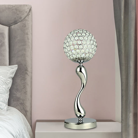 Sphere Study Room Table Light Contemporary Inserted Crystal LED Chrome Nightstand Lamp Chrome Clearhalo 'Lamps' 'Table Lamps' Lighting' 1034065