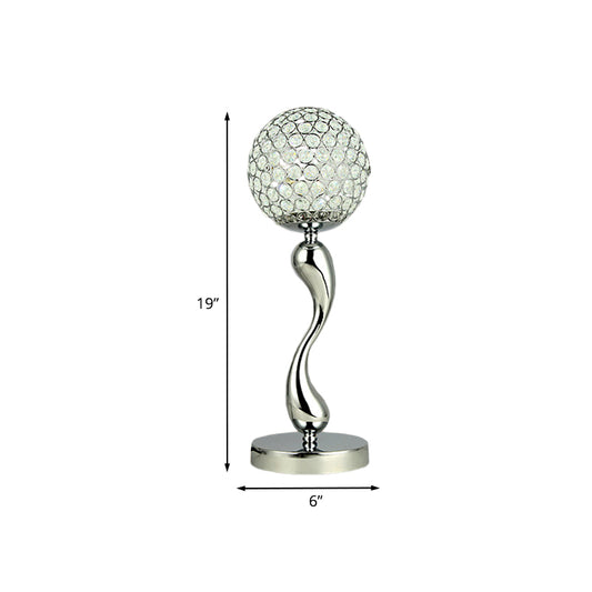 Sphere Study Room Table Light Contemporary Inserted Crystal LED Chrome Nightstand Lamp Clearhalo 'Lamps' 'Table Lamps' Lighting' 1034068