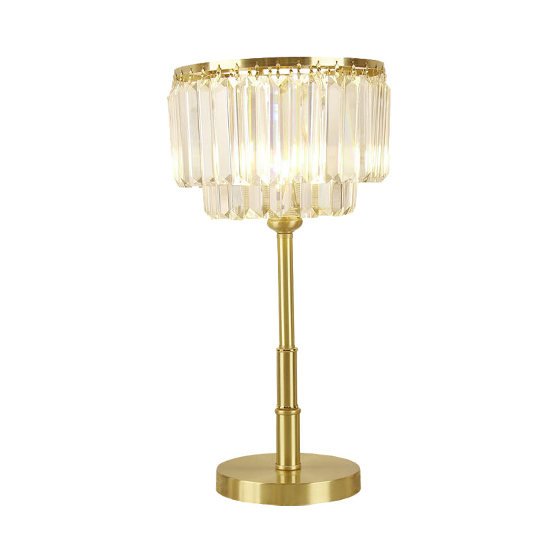 Brass Drum Night Table Lamp Nordic Clear Hand-Cut Crystal LED Dining Room Table Light Clearhalo 'Lamps' 'Table Lamps' Lighting' 1034119