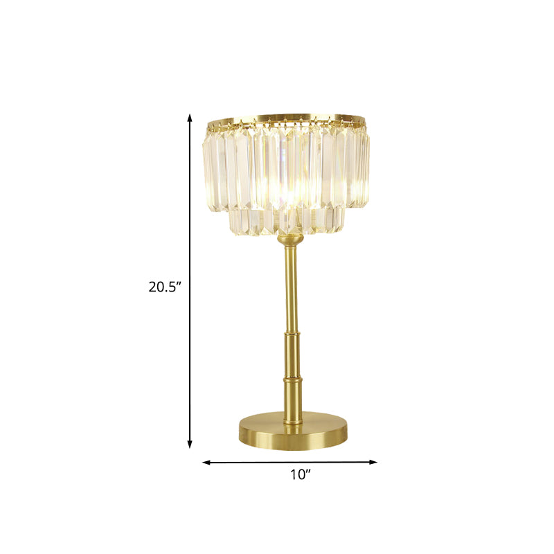 Brass Drum Night Table Lamp Nordic Clear Hand-Cut Crystal LED Dining Room Table Light Clearhalo 'Lamps' 'Table Lamps' Lighting' 1034120